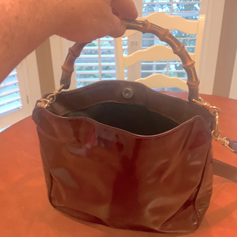 Authentic Gucci enamel patent leather Bamboo bag vintage